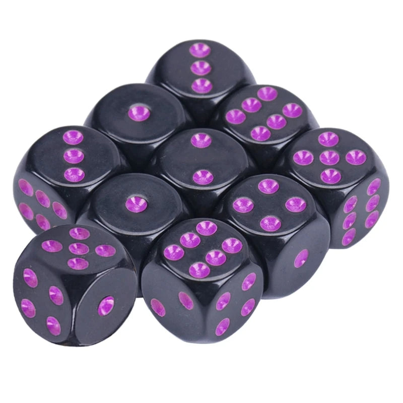 10Pcs 15mm Multicolor Acrylic Cube Dice Set Six Sides Portable Table Games Toy