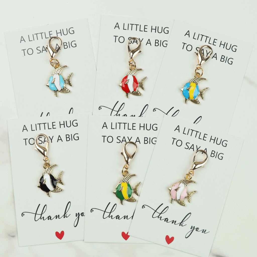 6pcs/12pcs cute fish keychains, including a thank-you card, fish pendants, birthday gifts, and party favors.