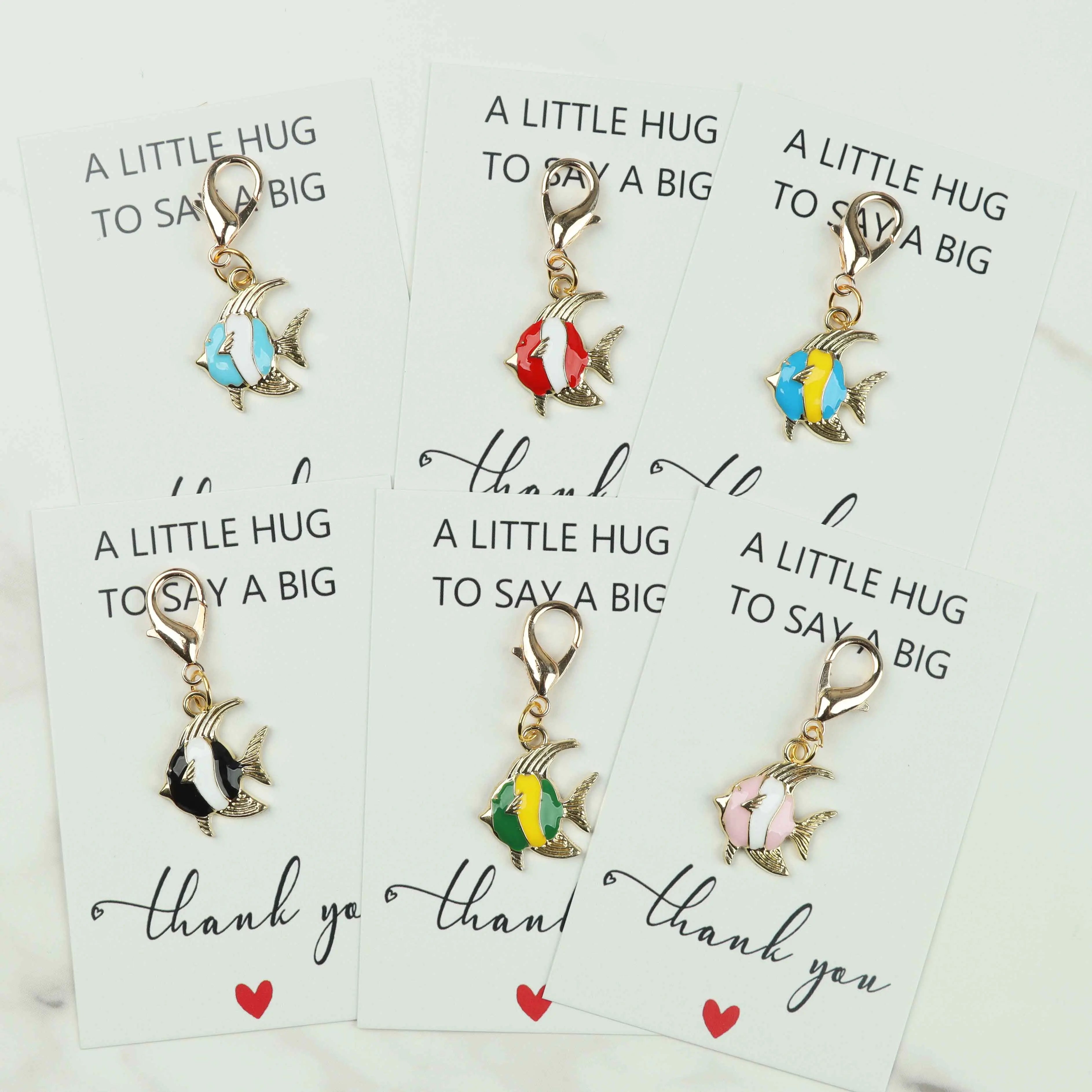 6pcs/12pcs cute fish keychains, including a thank-you card, fish pendants, birthday gifts, and party favors.