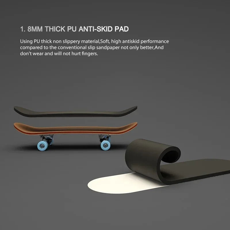 1set Professional Finger Skateboard Five-Layer Maple Wood Bearing Alloy Wheel Fingertip Skateboard Venue Swingable