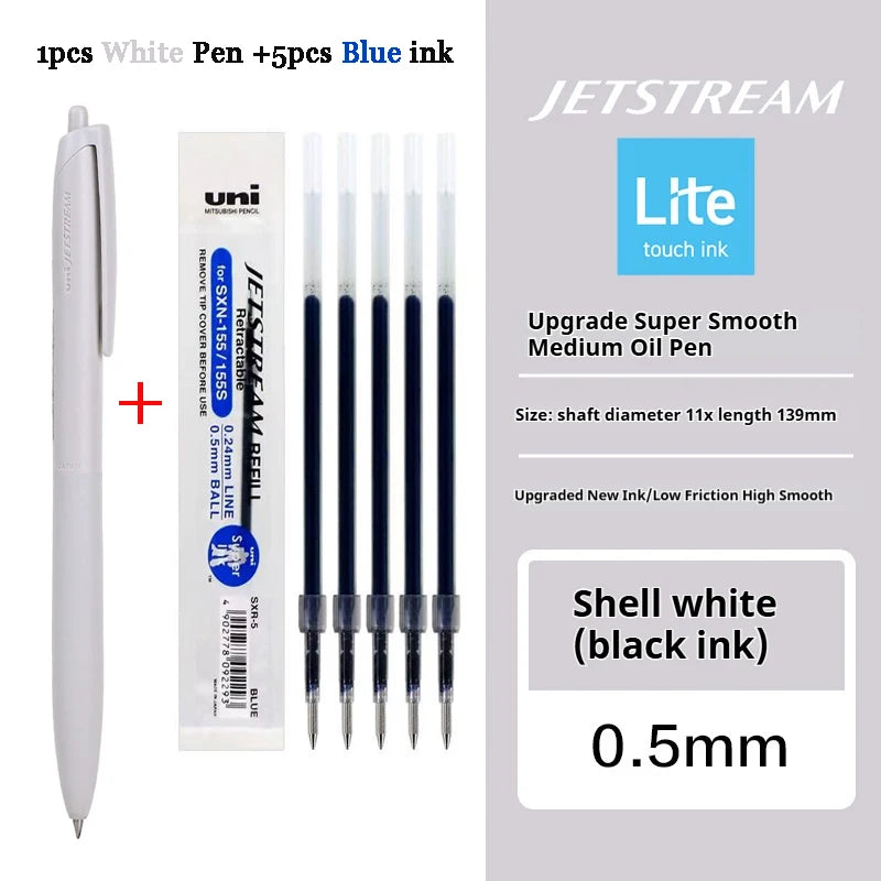 Uni Permanent Ballpoint Pen Jet Stream Anti-slip Cloudy Recycled Eco Shell Friction Super Smooth Ink Oil Pens Portable Supplies