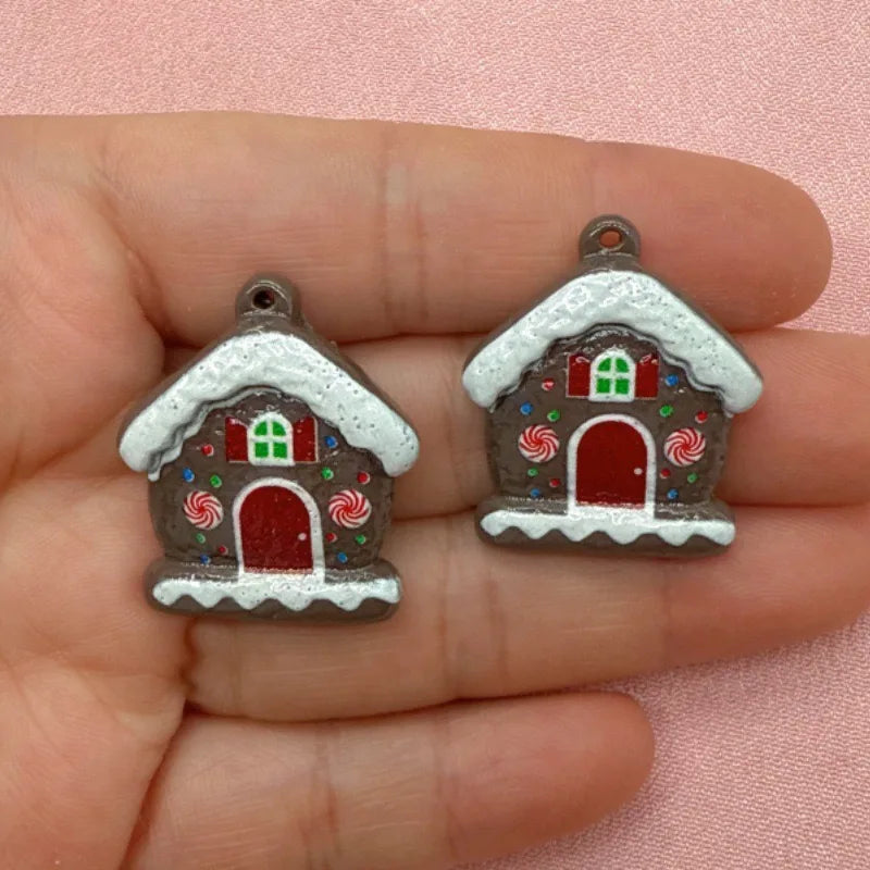 20pcs Christmas atmosphere decoration, pink snowflake pentagram Christmas tree resin hanging decoration