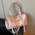 Women's Vintage Faux Leather Tote Bag, Large Capacity Crossbody Shoulder Purse with Lace-Up Detail, Casual Streetwear Use