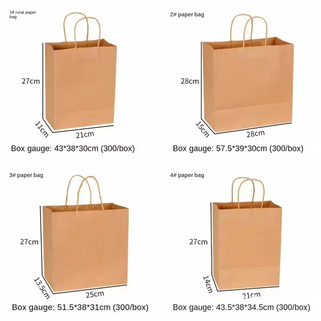 Wholesale kraft paper bags with Handle Custom Logo Cosmetic Clothing Packaging Bags Grocery Shopping Bags Gift Bags