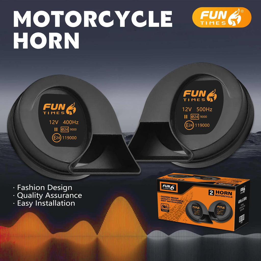 FUNTIMES Snail Horn Motorcycle Aftermarket Horn Dual-Tone High-Decibel Siren Electric Horn
