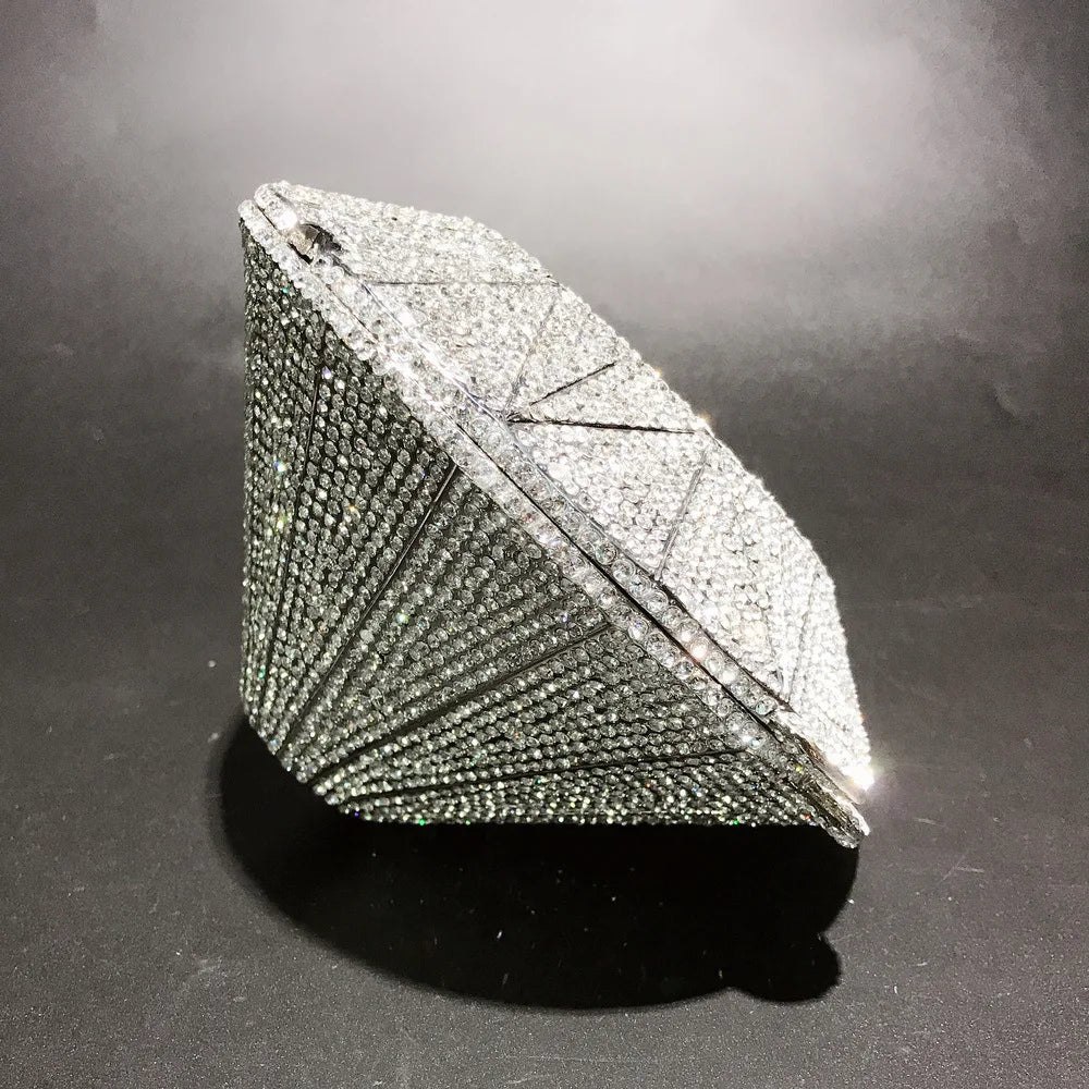 Three-Dimensional Diamond Shape Evening Bag full of Diamond Crystal Bag Ladies Handbag Banquet Women's Bag Luxury Designer Bags
