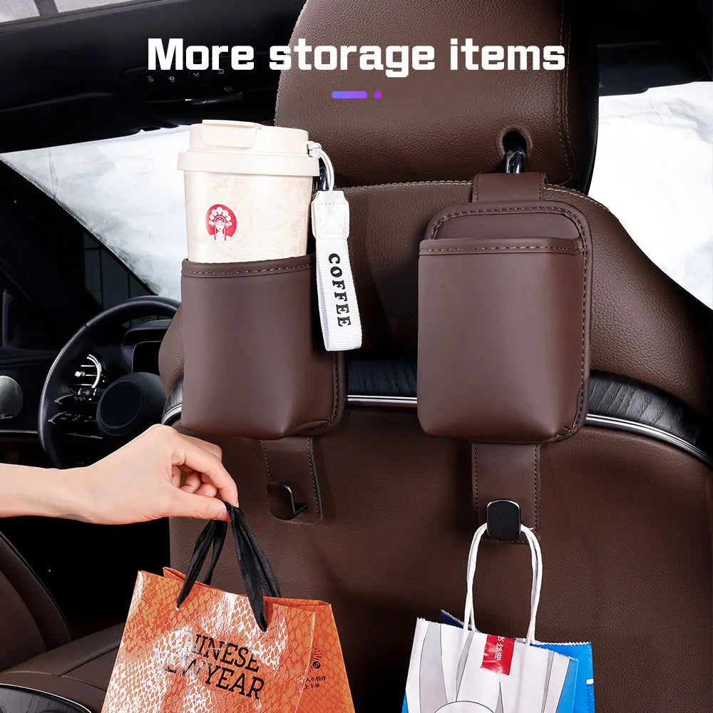 Leather Car Water Cup Holder For IM Motors MG IM6 IM5 LS7 L7 LS6 L6 Backrest Storage Bag ,Trash Can with Hook Bags Umbrella Clip