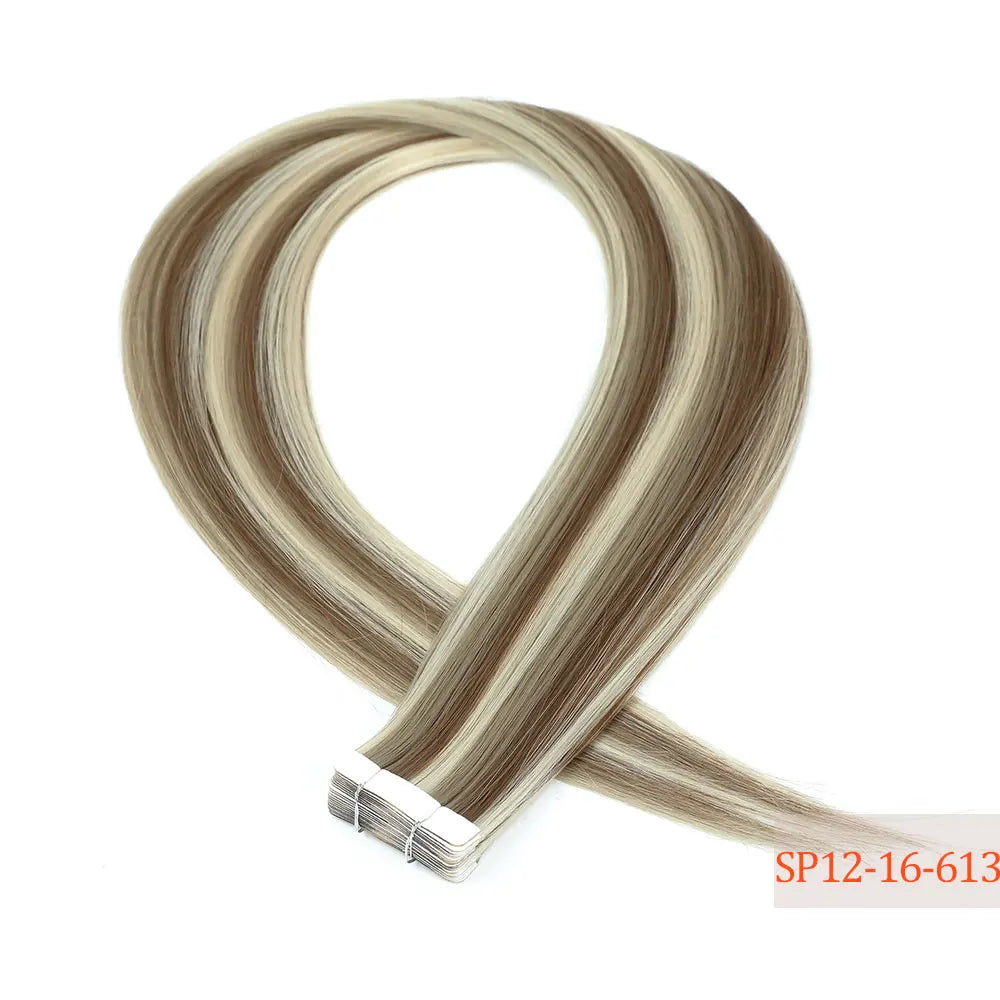 26" Straight Tape In Hair Extensions 20pcs 50 Grams Heat Resistant Fiber Colored Tape In Hair Double Sided Adhesives Hair