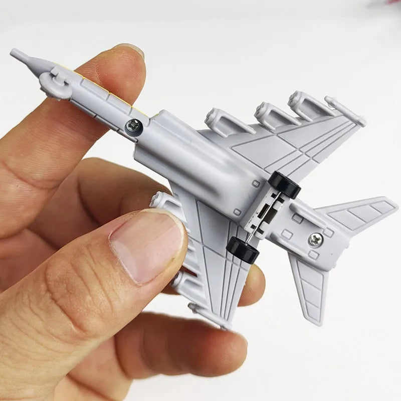 10CM Fighter Model 6Pcs Aircrafts Set MINI Alloy+PVC Military Airplane Toys Collection Warplane Decorations For Kids Boys Gift