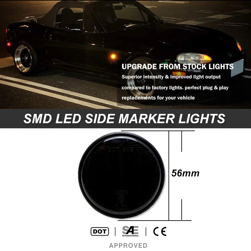 iJDM Amber Blink Fender Turn Signal Lights for Accessorie for Mazda MX5 Miata Mk1 Mk2 Mk3 1989-2015 Na Nb Nc Side Marker Light