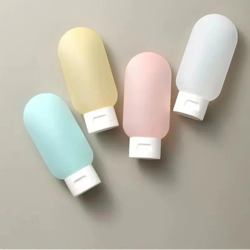 4Pcs/Set Travel Botttle Set 60ml Refillable Bottle Soft Silicone Lotion Shampoo Container Squeeze Tube Empty Bottle Wholesaleliu