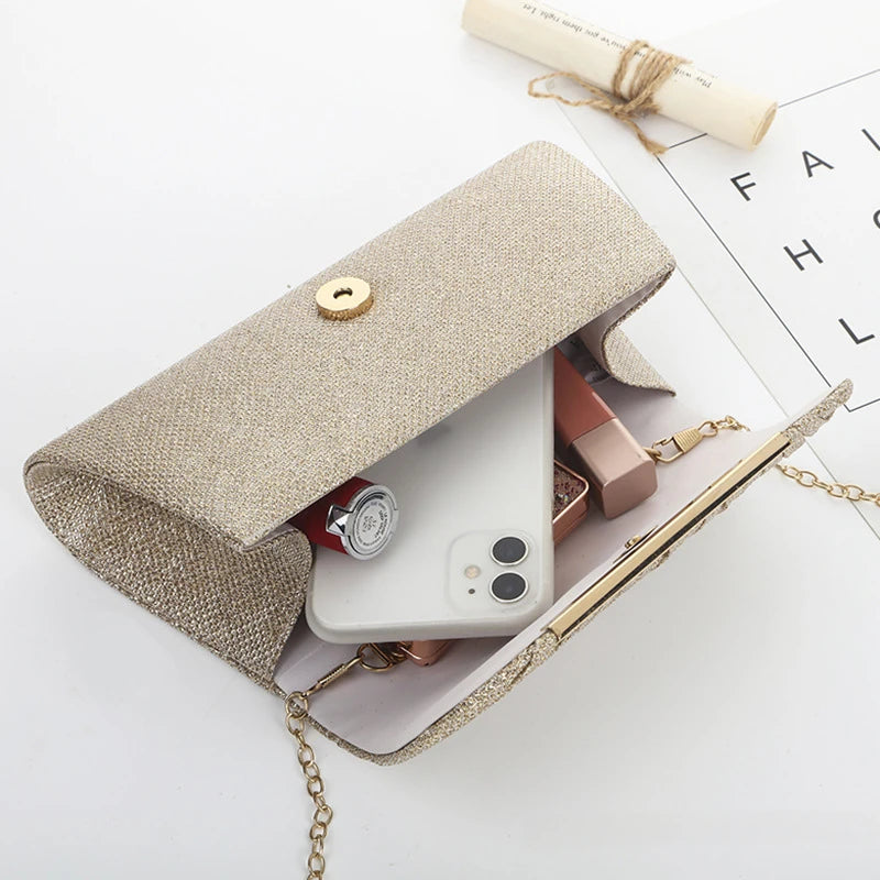 Women Evening Clutch Bag Female Crystal Day Clutch Wedding Purse Party Banquet Black Gold Silver Clutches Bag Sequin Shoulder