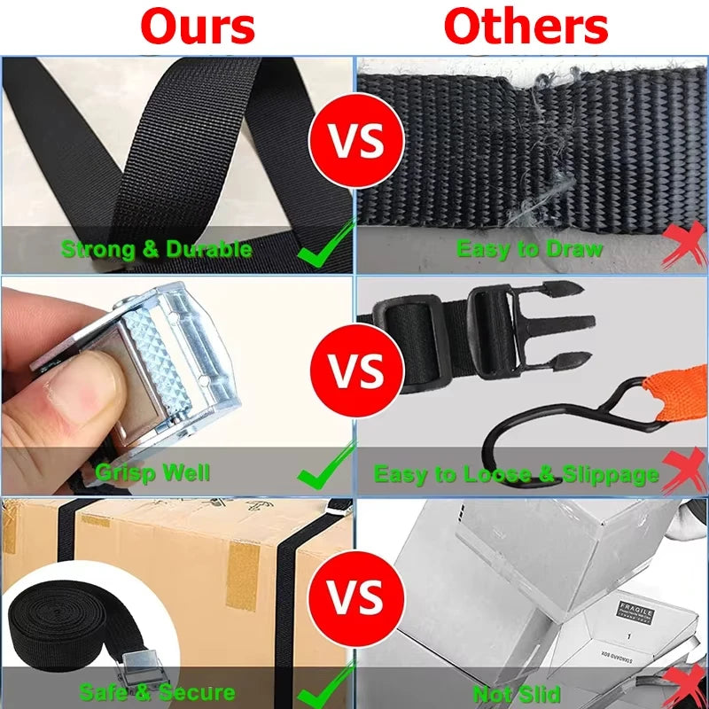 5M Strong Ratchet Belt Car Tension Rope Tie down Strap Luggage Bag Cargo Lashing Strap for Truck Motorcycle Bike Boat