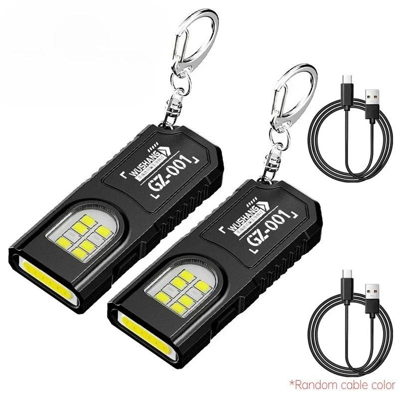 COB Keychain Light LED Flashlight USB-C Rechargeable Mini Handheld Flashlight Work Light with Bottle Opener for Outdoor Camping