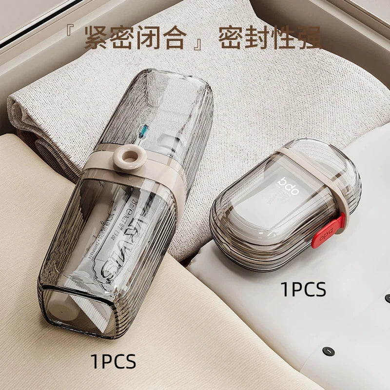 Gray Toothbrush Travel Case Portable Leakproof Travel Soap Container Dish Tray Holder with Cover for Trip Bathroom Camping