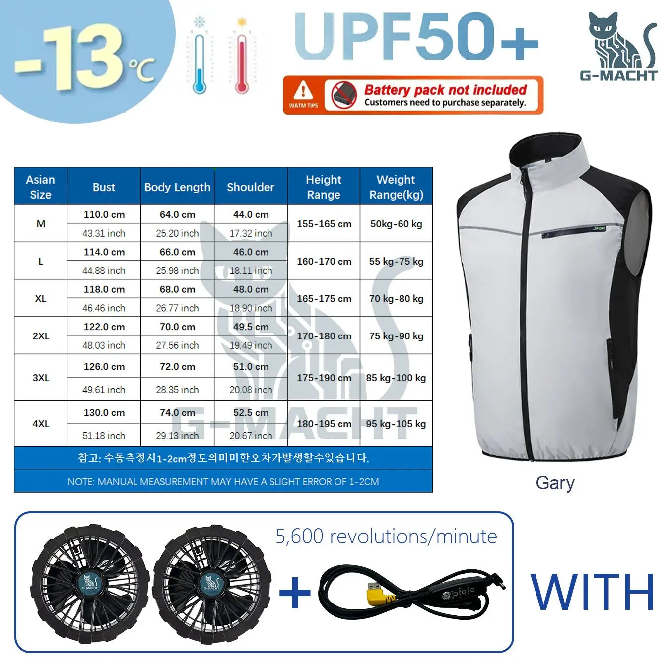 G-MACHT Summer Breathable Wearable Cooling 2-3-4Fans Vest Ice Cooling Air Conditioner Clothes For Outdoor Fishing Heat Resistant