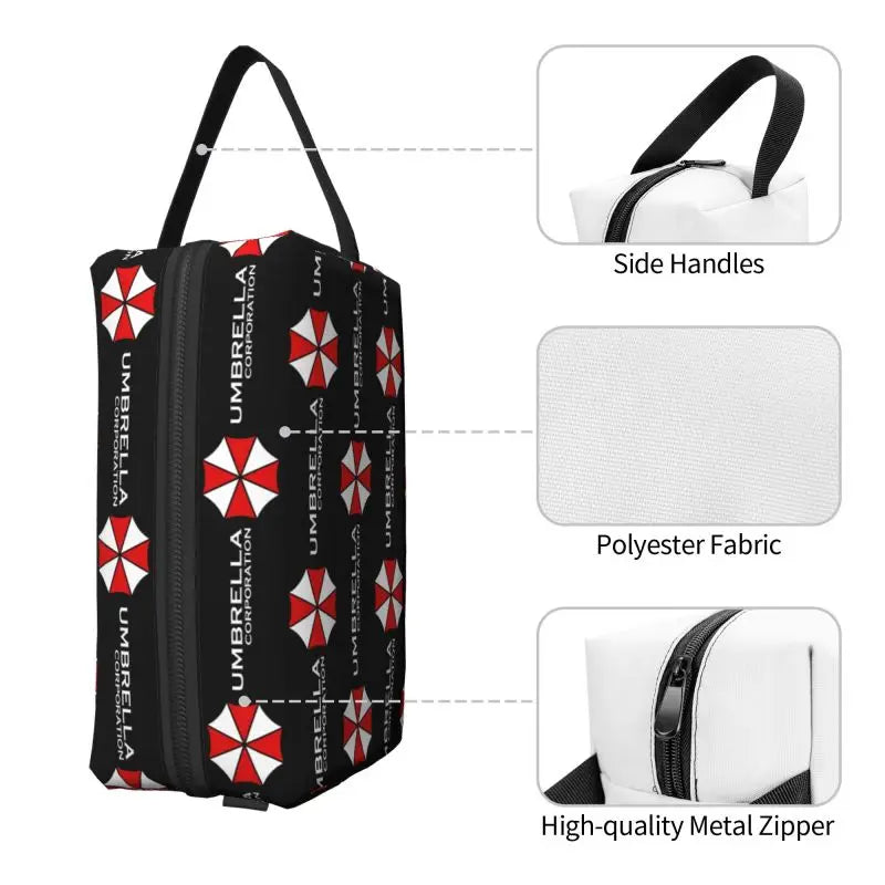 Umbrella Corporation Travel Storage Bags Portable Toiletry Bag Reusable Waterproof Makeup Cosmetic Bag Pouch for Women Men