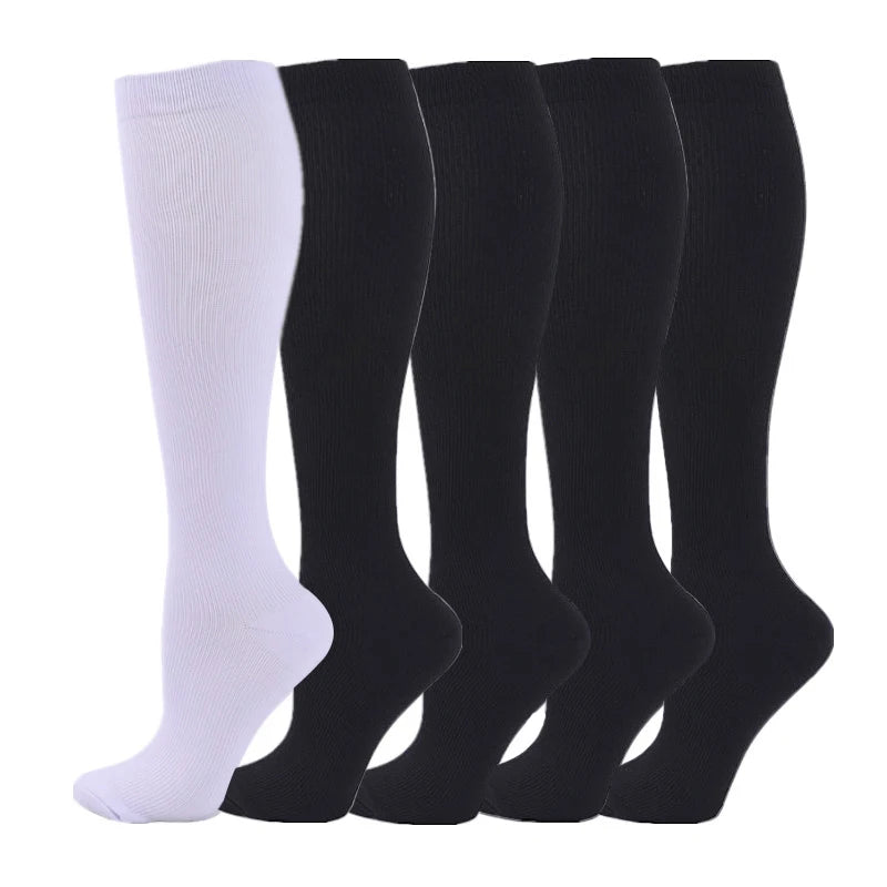5 Pairs Compression Socks Women Medical Varicose Socks Diabetes Nurse Sports Socks Running Bicycle Basketball Football 20-30mmgh