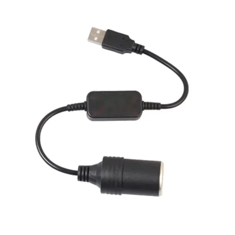 5V USB To 12V Car Cigarette Lighter Female Socket Adapter USB Male To Cigarette Lighter Female Converter Plug Auto Accessories