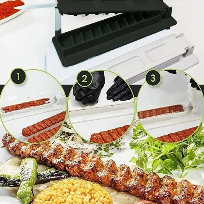 Single Row Kebab Maker Kebab Press Maker BBQ Meat Skewer Machine Reusable Plastic BBQ Skewer Maker Kebab Preparation BBQ Tools