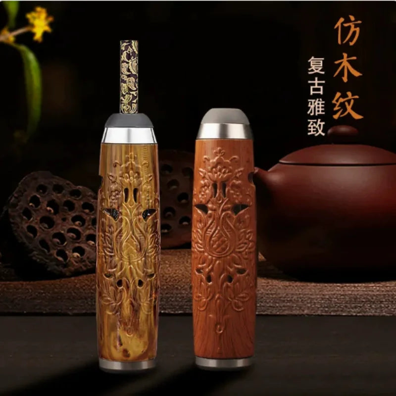 Mini Retro Print Car-Mounted Ashtray Dustproof Windproof Outdoor Lazy Person's Vehicle Ashtray