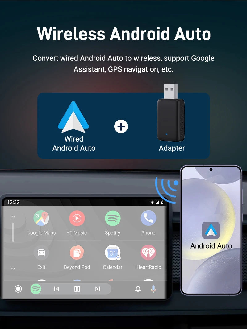 2in1 Mini CarPlay Box Flt 99% Car Wired to Wirreless CarPlay & Androld Auto Smairt Box BT VViFi C0innect Plug & Play Compatible