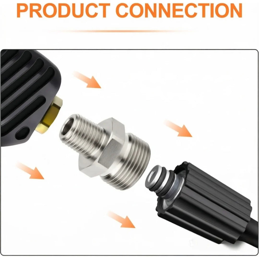 Stainless Steel Pressure Washer Coupling Adapter M22-14/15mm Male to G3/8 and G1/4 Male Thread Fitting 4500 PSI