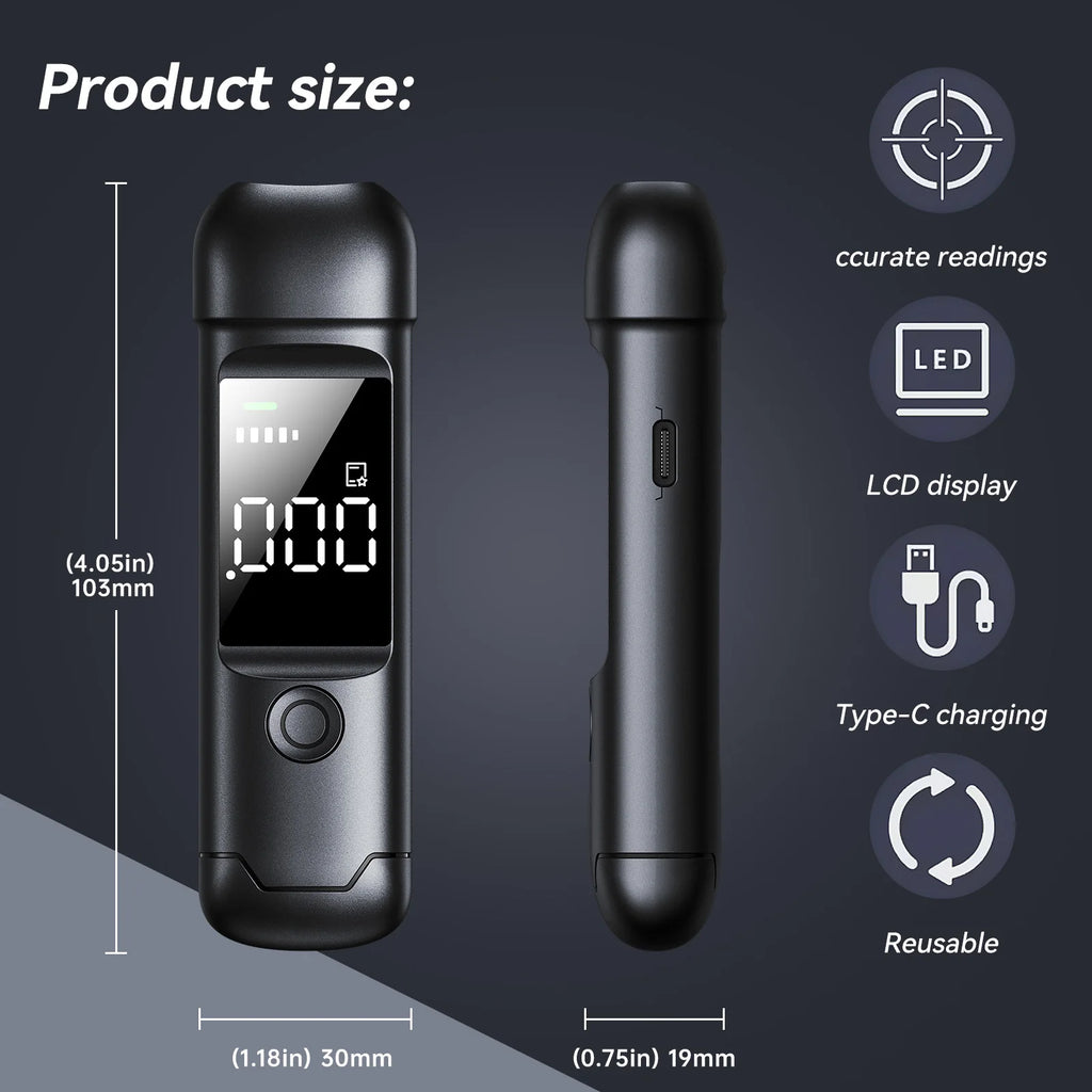 Portable Digital Alcohol Tester, High-capacity and Compact Breathalyzer, Essential for Gatherings and Business Trips