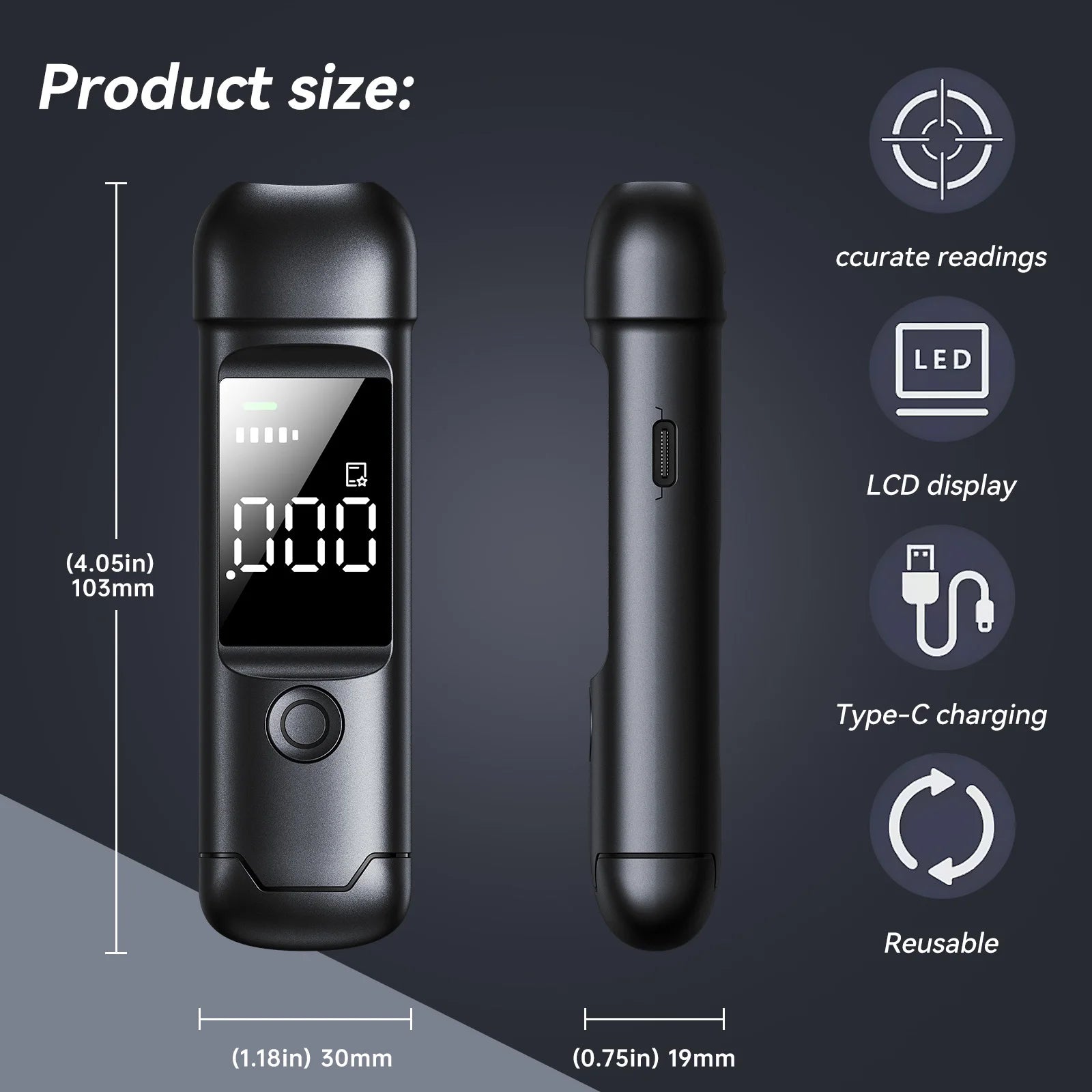 Portable Digital Alcohol Tester, High-capacity and Compact Breathalyzer, Essential for Gatherings and Business Trips