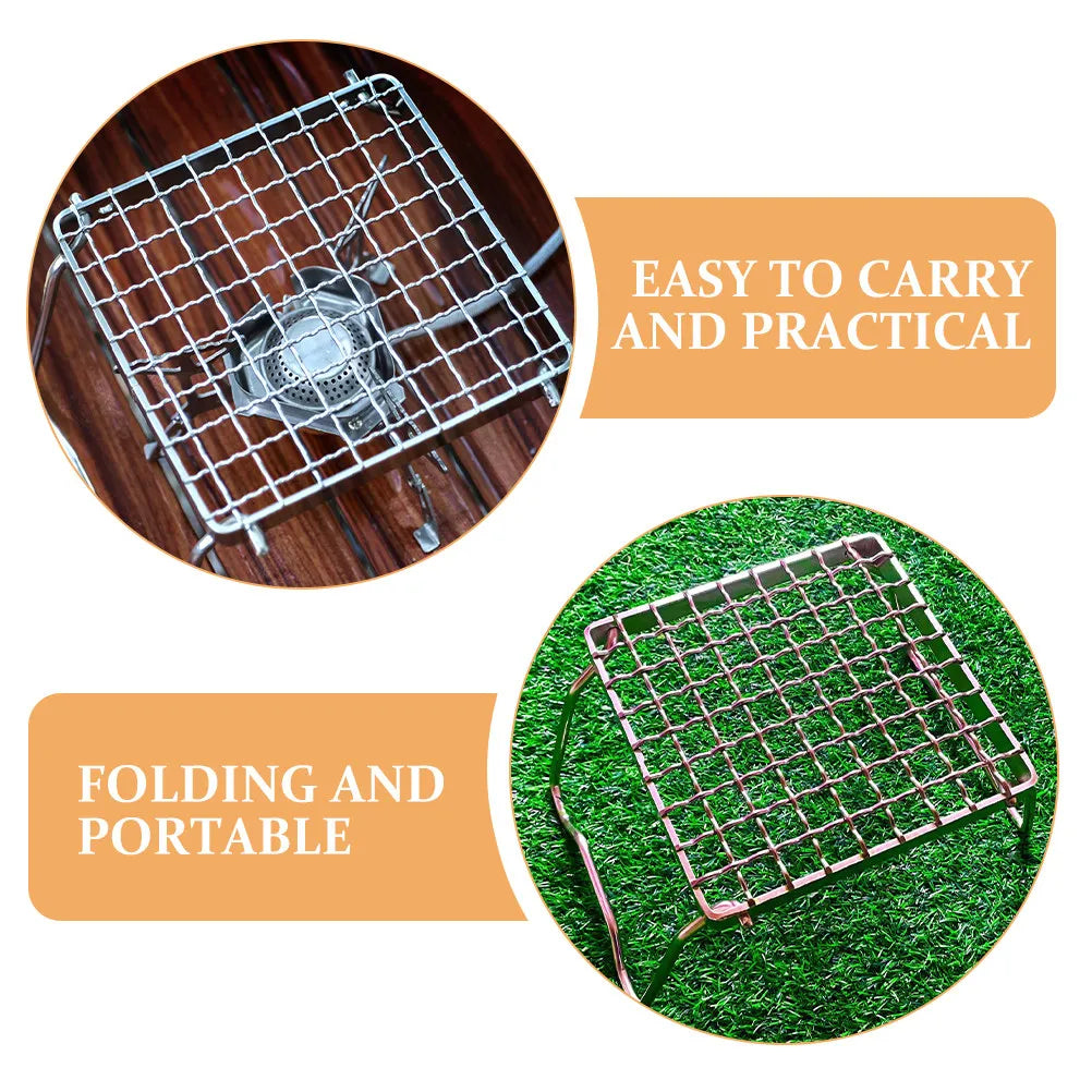 Folding Portable Stainless Steel Campfire .4x6.6 Inch Compact Outdoor Bbq Rack for Camping Picnics Hiking Tailgating