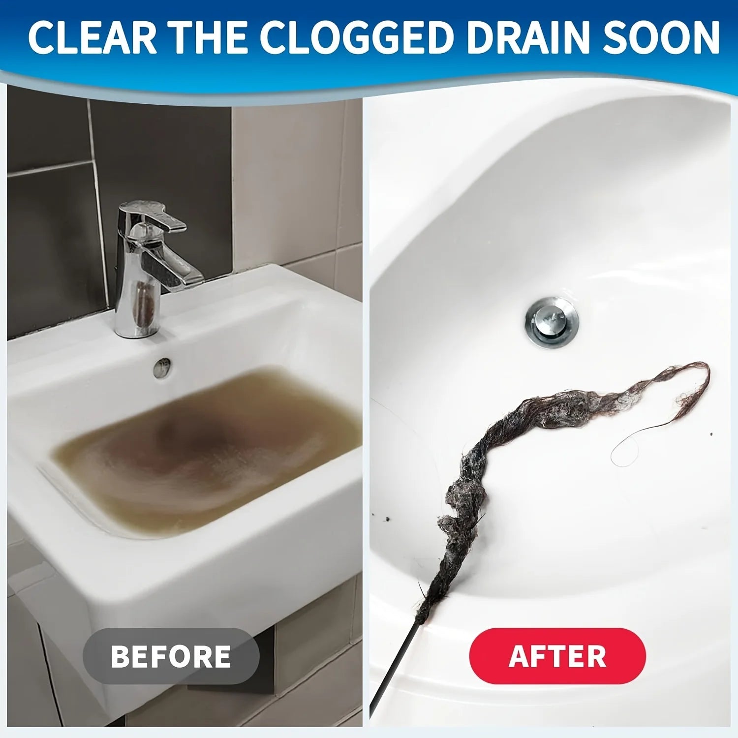 Drain Snakes for Unclogging Sink Made of Anti-Break Steel for Cleaning Shower Drain Bathroom Blockages and Kitchen Sink Cleaning