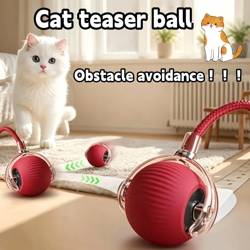 Rechargeable Smart Automatic Rolling Cat Ball Toy Faux Mouse Tail Interactive Electric Pet Toy Indoor Kitten Hunting Self Play