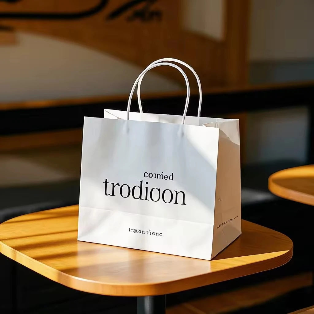 Wholesale kraft paper bags with Handle Custom Logo Cosmetic Clothing Packaging Bags Grocery Shopping Bags Gift Bags