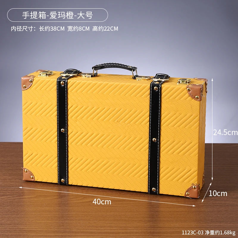 Customized Luxury Vintage Trunk Suitcase Red Travel Leather Luggage Valises Fashion Large Capacity Clothes Storage Prop Box