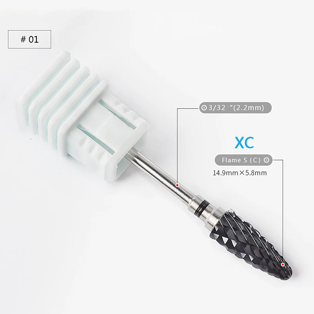Black Ceramic Nail Drill Bits 3/32'' Safe & Professional Nail Cleaning Polishing Head For Callus & Dead Skin Removal Nails Tools