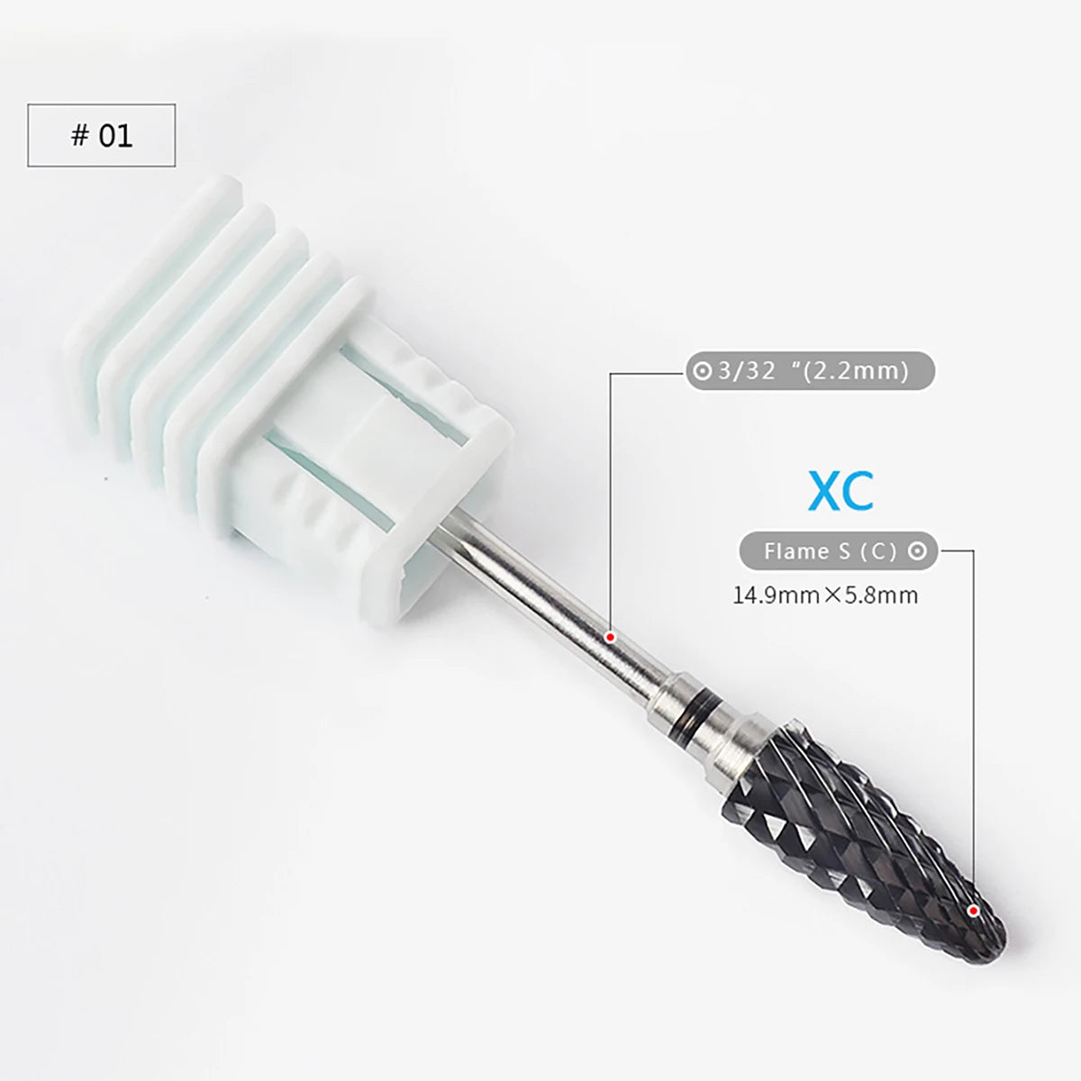 Black Ceramic Nail Drill Bits 3/32'' Safe & Professional Nail Cleaning Polishing Head For Callus & Dead Skin Removal Nails Tools