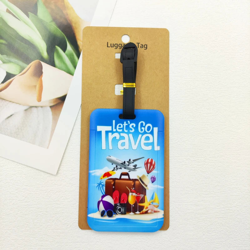 Let's Travel Luggage Label Men Travel Luggage Tag Boys Suitcase ID Address Holder Baggage Boarding Portable Suitcase Ticket