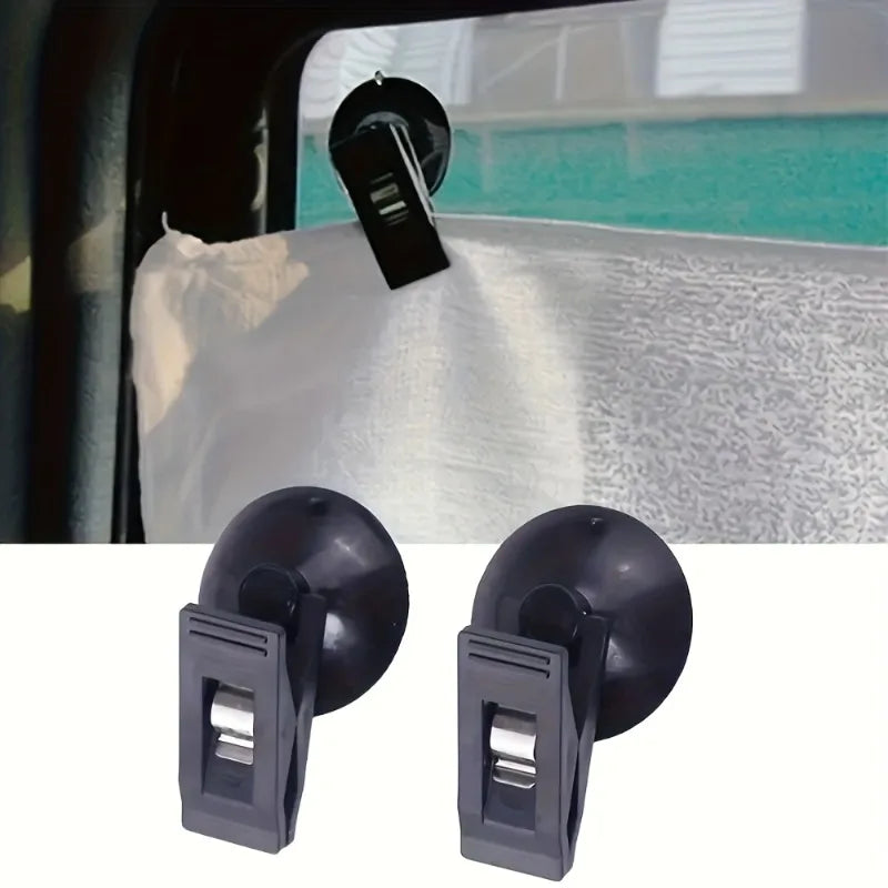 2/4Pcs Multi-Function Car Windows Suction Cup Clips Removable Holder for Sun Visor Curtain Towel Ticket Car Glasses Storage Clip