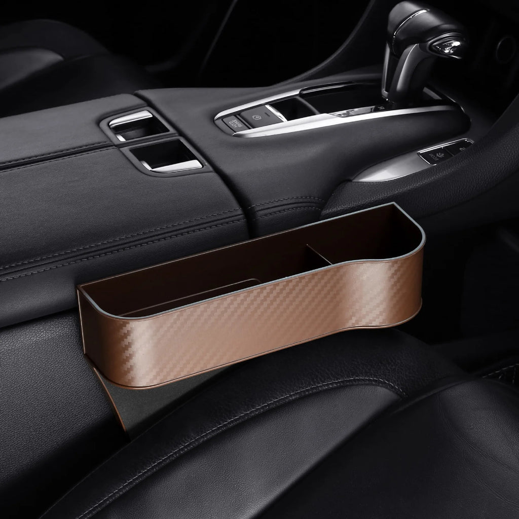 Multifunctional Car Seat Crevice Storage Box Carbon Fiber Gap Filler Organizer Auto Slit Pocket Holder For Phone Small Items