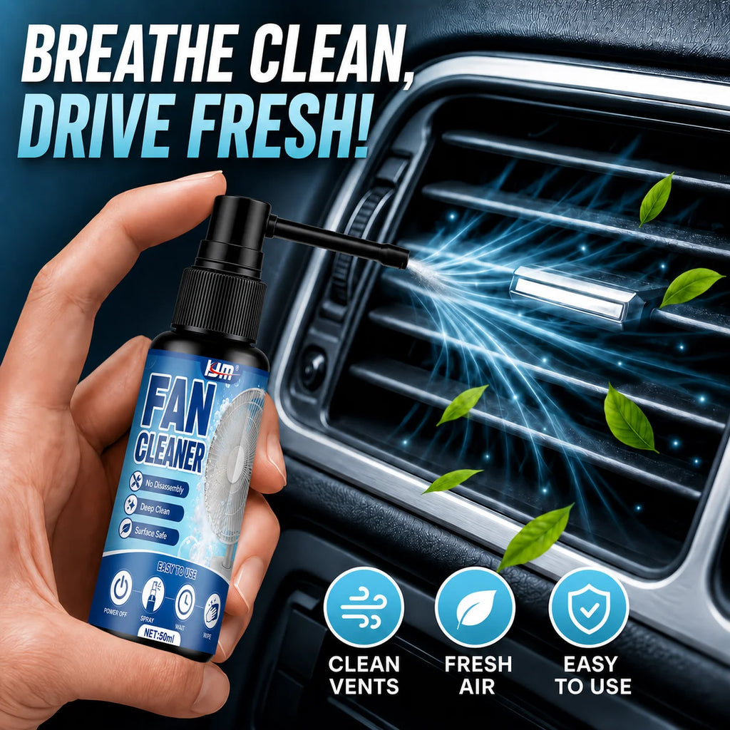 KJM Dual Spray Nozzle Car AC Fan Cleaner Spray 50ml Fast Deep Clean Dust Odor Remover Freshener For Auto Air Vent Household Fans