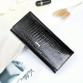 New Shiny Leather Cowhide Wallet Women's Long Leather Money Clip Bag, Evening Bag