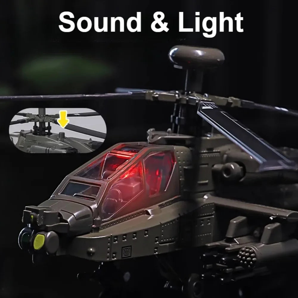 1:32 Scale AH-64 Airplane Model Toy Car Alloy Diecast Rotatable Propeller Sound Light Fighter Vehicle Models for Kids Gifts