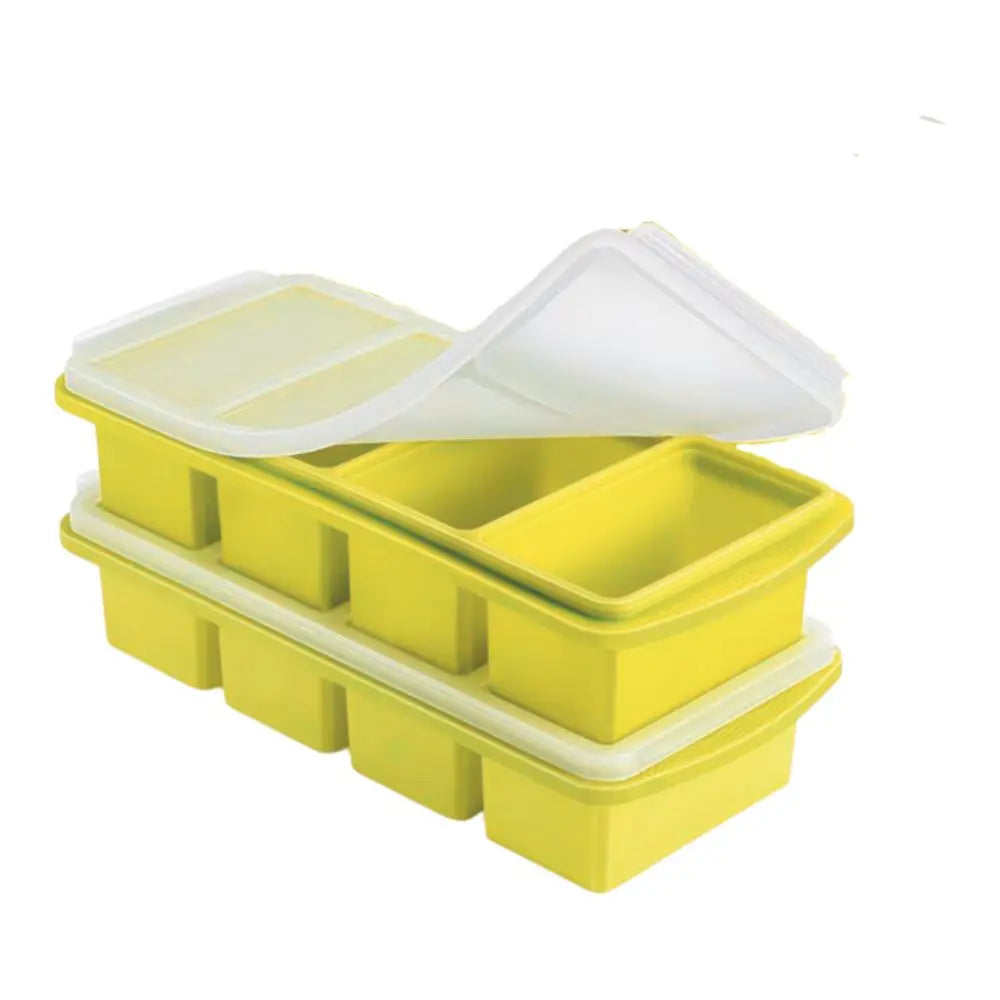 Set/Pcs Silicone Large Ice Cube Tray Non-stick Soup Freezer Container Freezing Tray with 4 Compartments for Storing with Lid