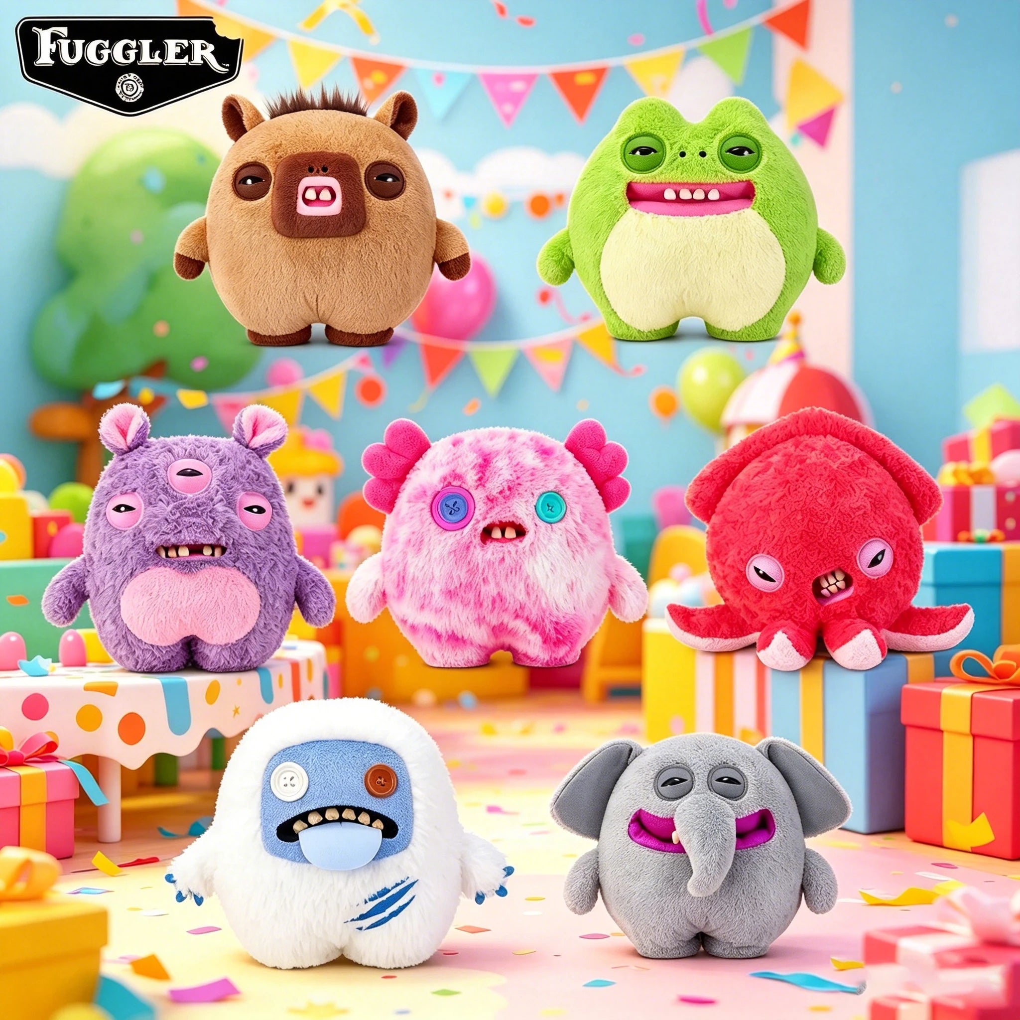 Original Fuggler Chonky Series Plush Toy Weird Ugly Monster Doll Octopus Elephant Capybara Frog Collectible Gift Home Decor 38CM
