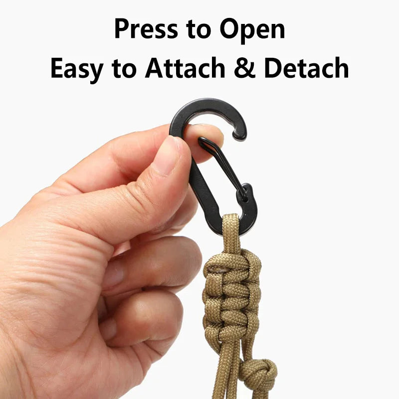 Keychain D-Shaped Carabiner Clip Adjustable Buckle Paracord Keychains Multifunctional Utility for Ourdoor Keys Camping Gear