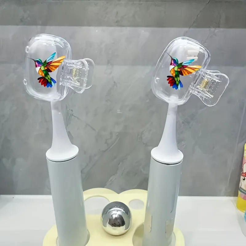 2pcs Colorful Hummingbird Portable Dustproof Odorless Toothbrush Case Ventilation Holes to Keep Brush Heads Clean And Dry Gifts