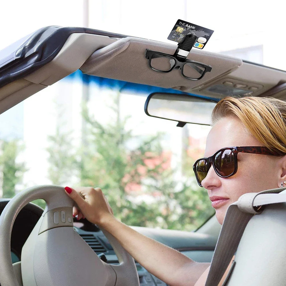 2Pcs Car Sun Visor Sunglasses Clip Car Glasses Holder Portable Ticket Card Clamp ABS Eyeglasses Case Car Interior Accessories