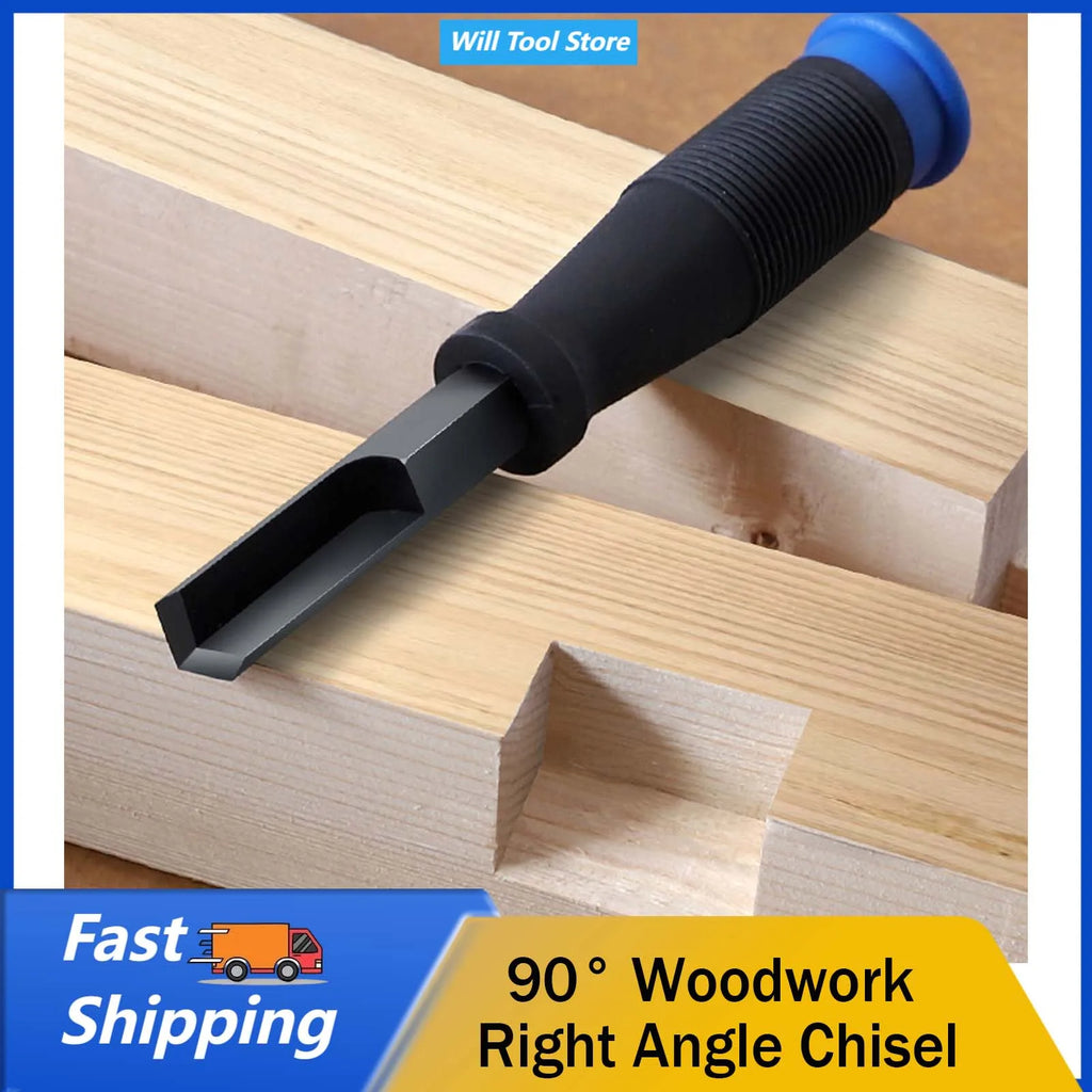 Right Angle Chisel Chrome Vanadium Steel TPR Handle  Corner Chisel for Woodworking Slotting Cutting Corner Chisel