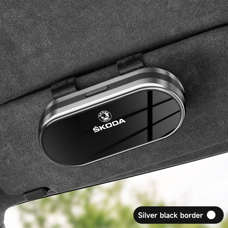 ABS Electroplating Process Car Sunshade Glasses Case For Skoda Octavia VRS Rapid Kodiaq Fabia Karoq Superb Scala Kamiq