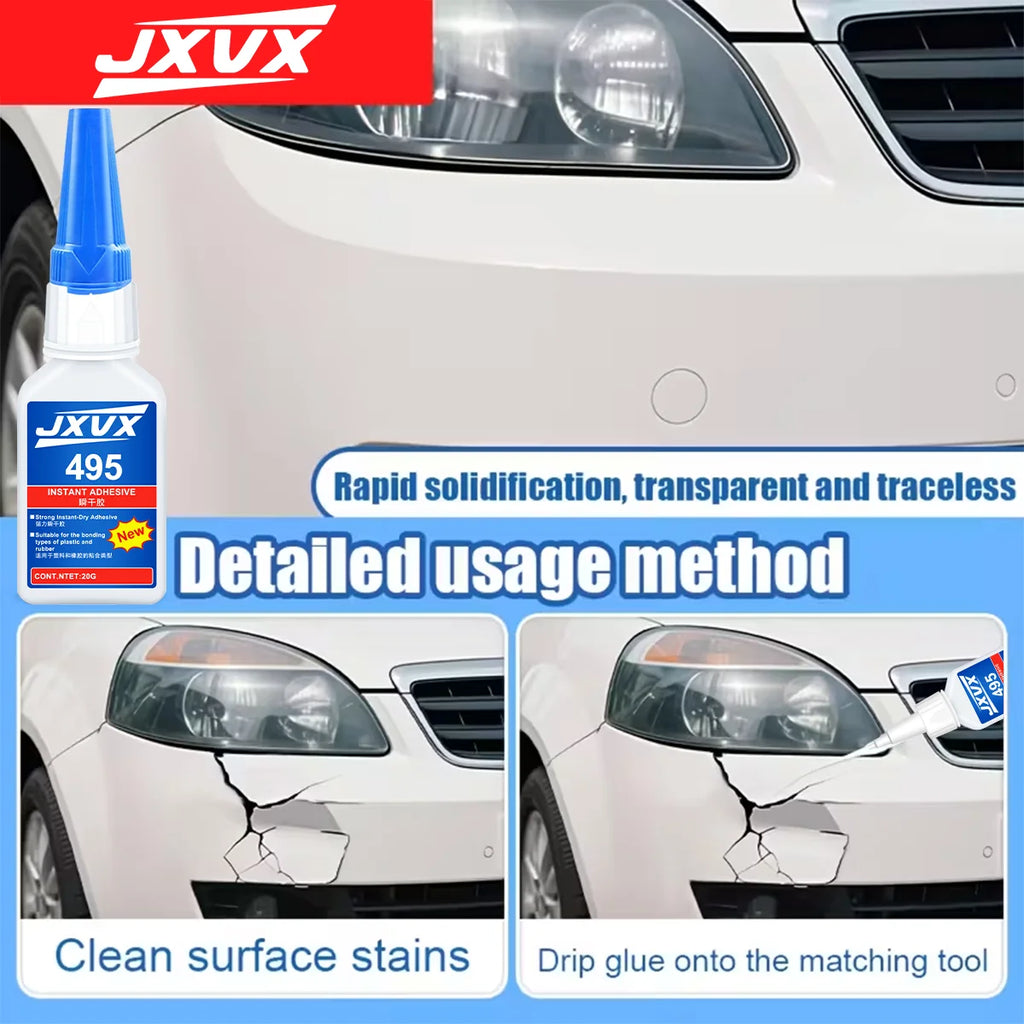 10 Pieces Jxvx 495 Instant Adhesive Super Glue 20g Quick Drying Transparent Multipurpose Metal Plastic Rubber DIY